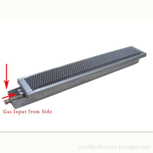 gas bbq infrared burner assembly for searing and rotisserie cooking